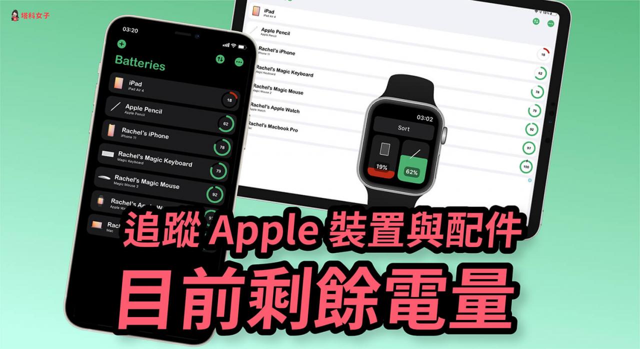 如何追踪所有 apple 装置与配件的目前剩余电量？用 cloud battery app